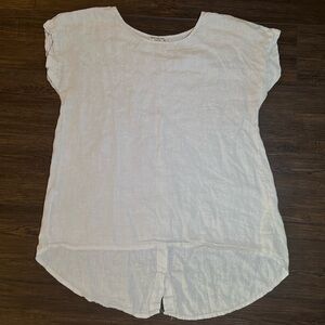Terzo Millennio Italy 100% Linen Sleeveless Hi-Low Blouse White Womens Fairy M